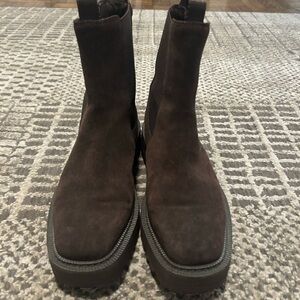 Sam Edelman Dark Brown Suede Chelsea Lug Ankle Boots